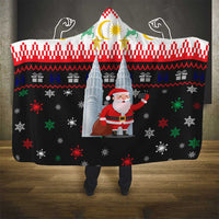 Malaysia Christmas Hooded Blanket with Santa Claus Petronas Towers Snowflakes and Festive Icons - Wonder Print Shop