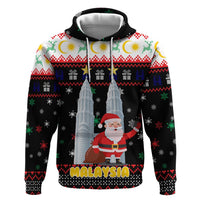 Malaysia Christmas Hoodie with Santa Claus Petronas Towers Snowflakes and Festive Icons - Wonder Print Shop