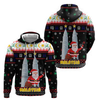 Malaysia Christmas Hoodie with Santa Claus Petronas Towers Snowflakes and Festive Icons - Wonder Print Shop