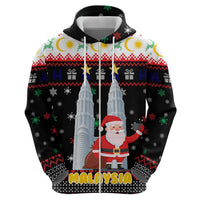 Malaysia Christmas Hoodie with Santa Claus Petronas Towers Snowflakes and Festive Icons - Wonder Print Shop
