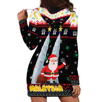 Malaysia Christmas Hoodie Dress with Santa Claus Petronas Towers Snowflakes and Festive Icons - Wonder Print Shop