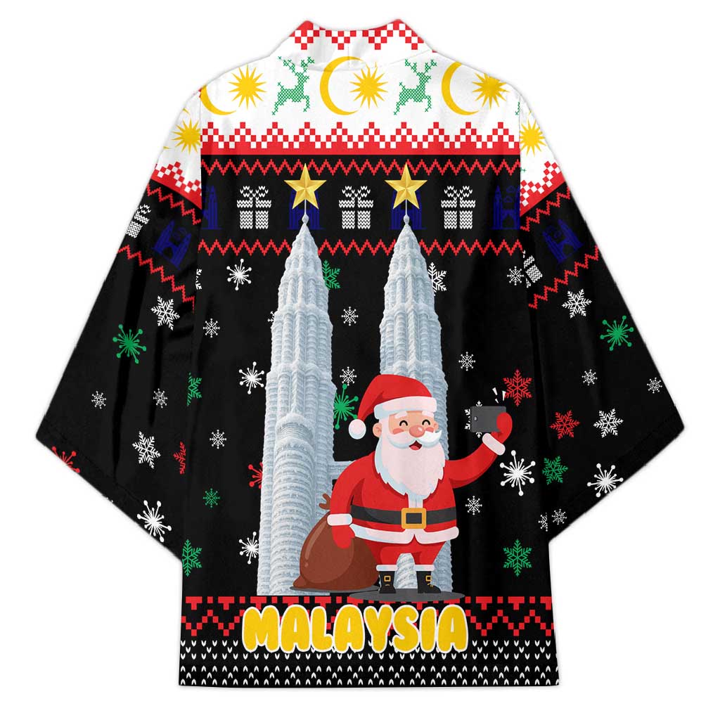Malaysia Christmas Kimono with Santa Claus Petronas Towers Snowflakes and Festive Icons - Wonder Print Shop