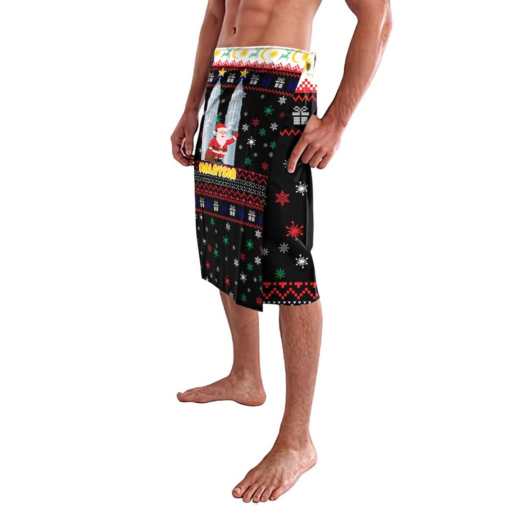 Malaysia Christmas Lavalava with Santa Claus Petronas Towers Snowflakes and Festive Icons - Wonder Print Shop