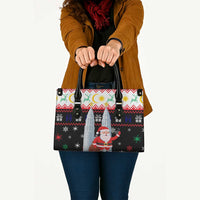 Malaysia Christmas Leather Bag with Santa Claus Petronas Towers Snowflakes and Festive Icons - Wonder Print Shop