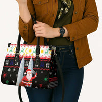 Malaysia Christmas Leather Bag with Santa Claus Petronas Towers Snowflakes and Festive Icons - Wonder Print Shop