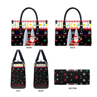 Malaysia Christmas Leather Bag with Santa Claus Petronas Towers Snowflakes and Festive Icons - Wonder Print Shop