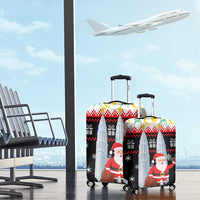Malaysia Christmas Luggage Cover with Santa Claus Petronas Towers Snowflakes and Festive Icons - Wonder Print Shop