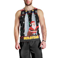 Malaysia Christmas Men Tank Top with Santa Claus Petronas Towers Snowflakes and Festive Icons - Wonder Print Shop