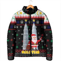 Malaysia Christmas Padded Jacket with Santa Claus Petronas Towers Snowflakes and Festive Icons - Wonder Print Shop