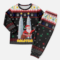 Malaysia Christmas Pajama Set with Santa Claus Petronas Towers Snowflakes and Festive Icons - Wonder Print Shop