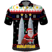 Malaysia Christmas Polo Shirt with Santa Claus Petronas Towers Snowflakes and Festive Icons - Wonder Print Shop