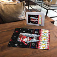 Malaysia Christmas Puzzle with Santa Claus Petronas Towers Snowflakes and Festive Icons - Wonder Print Shop