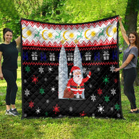 Malaysia Christmas Quilt with Santa Claus Petronas Towers Snowflakes and Festive Icons - Wonder Print Shop