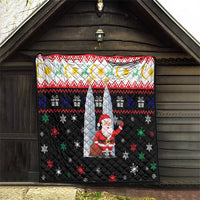 Malaysia Christmas Quilt with Santa Claus Petronas Towers Snowflakes and Festive Icons - Wonder Print Shop