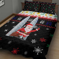 Malaysia Christmas Quilt Bed Set with Santa Claus Petronas Towers Snowflakes and Festive Icons - Wonder Print Shop