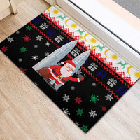 Malaysia Christmas Rubber Doormat with Santa Claus Petronas Towers Snowflakes and Festive Icons - Wonder Print Shop