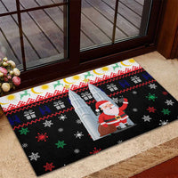 Malaysia Christmas Rubber Doormat with Santa Claus Petronas Towers Snowflakes and Festive Icons - Wonder Print Shop