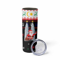 Malaysia Christmas Skinny Tumbler with Santa Claus Petronas Towers Snowflakes and Festive Icons - Wonder Print Shop