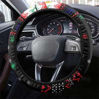 Malaysia Christmas Steering Wheel Cover with Santa Claus Petronas Towers Snowflakes and Festive Icons - Wonder Print Shop