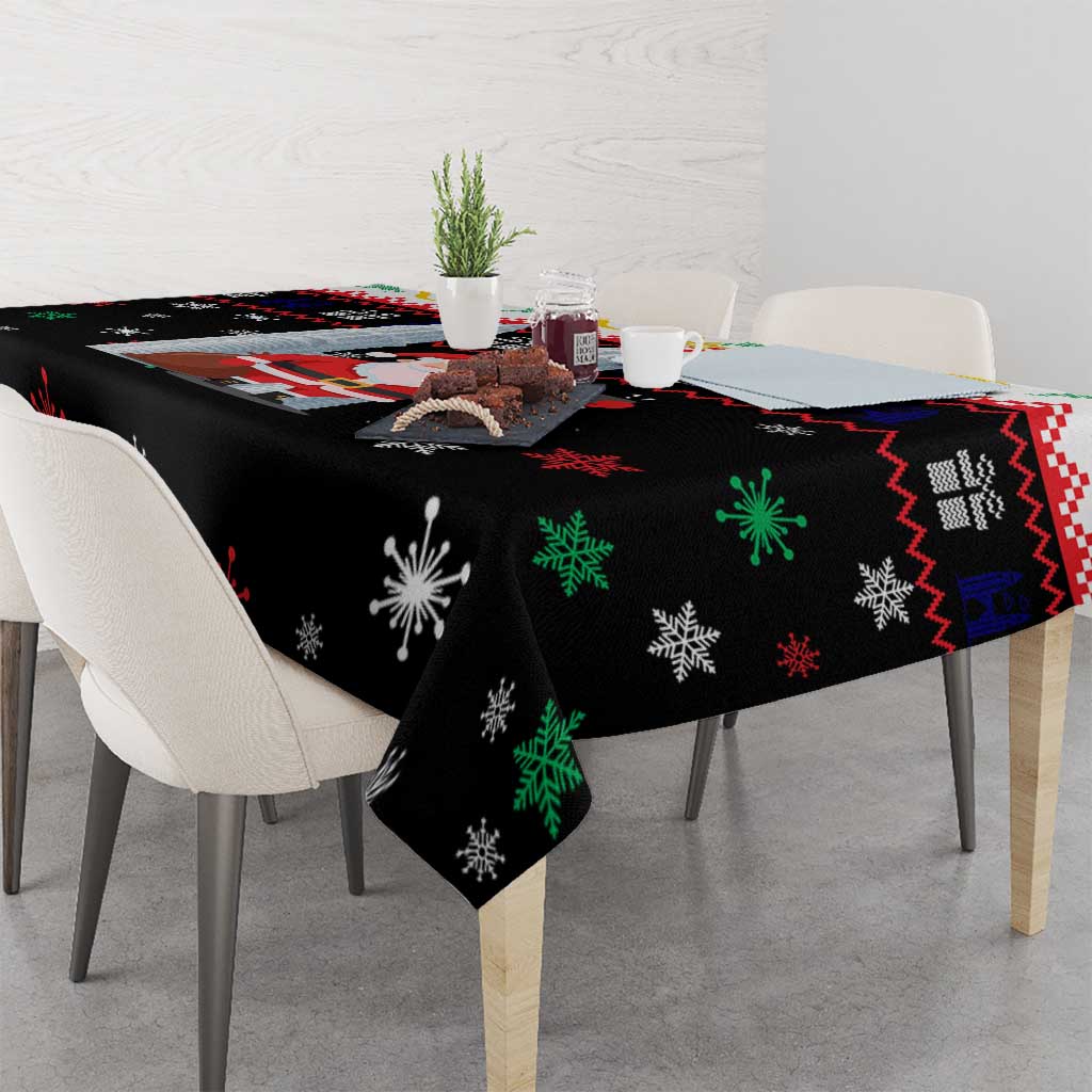 Malaysia Christmas Tablecloth with Santa Claus Petronas Towers Snowflakes and Festive Icons - Wonder Print Shop