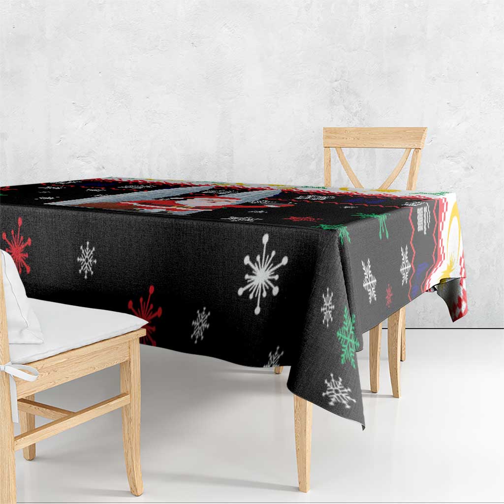 Malaysia Christmas Tablecloth with Santa Claus Petronas Towers Snowflakes and Festive Icons - Wonder Print Shop