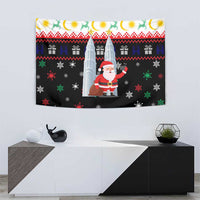 Malaysia Christmas Tapestry with Santa Claus Petronas Towers Snowflakes and Festive Icons - Wonder Print Shop