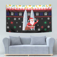 Malaysia Christmas Tapestry with Santa Claus Petronas Towers Snowflakes and Festive Icons - Wonder Print Shop