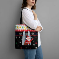 Malaysia Christmas Tote Bag with Santa Claus Petronas Towers Snowflakes and Festive Icons - Wonder Print Shop