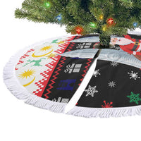 Malaysia Christmas Tree Skirt with Santa Claus Petronas Towers Snowflakes and Festive Icons - Wonder Print Shop