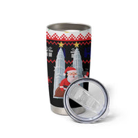 Malaysia Christmas Tumbler Cup with Santa Claus Petronas Towers Snowflakes and Festive Icons - Wonder Print Shop