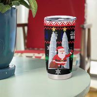 Malaysia Christmas Tumbler Cup with Santa Claus Petronas Towers Snowflakes and Festive Icons - Wonder Print Shop