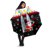 Malaysia Christmas Umbrella with Santa Claus Petronas Towers Snowflakes and Festive Icons - Wonder Print Shop