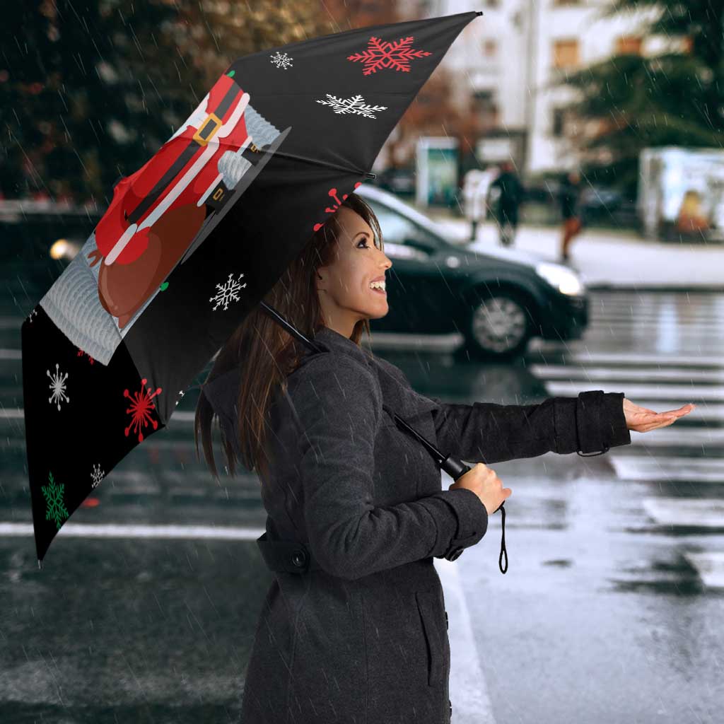 Malaysia Christmas Umbrella with Santa Claus Petronas Towers Snowflakes and Festive Icons - Wonder Print Shop