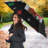 Malaysia Christmas Umbrella with Santa Claus Petronas Towers Snowflakes and Festive Icons - Wonder Print Shop