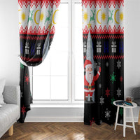 Malaysia Christmas Window Curtain with Santa Claus Petronas Towers Snowflakes and Festive Icons - Wonder Print Shop