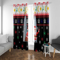 Malaysia Christmas Window Curtain with Santa Claus Petronas Towers Snowflakes and Festive Icons - Wonder Print Shop