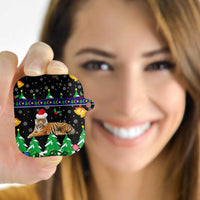 Malaysia Christmas AirPods Case with Tiger Santa Hat Snowflakes and Holiday Tree Pattern - Wonder Print Shop