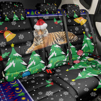 Malaysia Christmas Back Car Seat Cover with Tiger Santa Hat Snowflakes and Holiday Tree Pattern - Wonder Print Shop