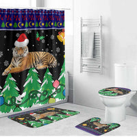 Malaysia Christmas Bathroom Set with Tiger Santa Hat Snowflakes and Holiday Tree Pattern - Wonder Print Shop