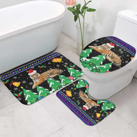 Malaysia Christmas Bathroom Set with Tiger Santa Hat Snowflakes and Holiday Tree Pattern - Wonder Print Shop