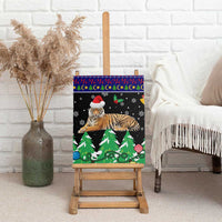 Malaysia Christmas Canvas Wall Art with Tiger Santa Hat Snowflakes and Holiday Tree Pattern - Wonder Print Shop
