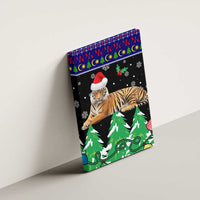 Malaysia Christmas Canvas Wall Art with Tiger Santa Hat Snowflakes and Holiday Tree Pattern - Wonder Print Shop