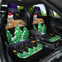 Malaysia Christmas Car Seat Cover with Tiger Santa Hat Snowflakes and Holiday Tree Pattern - Wonder Print Shop