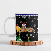 Malaysia Christmas Ceramic Mug with Tiger Santa Hat Snowflakes and Holiday Tree Pattern - Wonder Print Shop