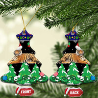 Malaysia Christmas Ceramic Ornament with Tiger Santa Hat Snowflakes and Holiday Tree Pattern - Wonder Print Shop