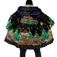 Malaysia Christmas Cloak with Tiger Santa Hat Snowflakes and Holiday Tree Pattern - Wonder Print Shop