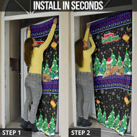 Malaysia Christmas Door Cover with Tiger Santa Hat Snowflakes and Holiday Tree Pattern - Wonder Print Shop