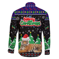 Malaysia Christmas Family Matching Summer Maxi Dress and Hawaiian Shirt with Tiger Santa Hat Snowflakes and Holiday Tree Pattern - Wonder Print Shop