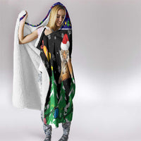 Malaysia Christmas Hooded Blanket with Tiger Santa Hat Snowflakes and Holiday Tree Pattern - Wonder Print Shop