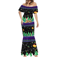 Malaysia Christmas Mermaid Dress with Tiger Santa Hat Snowflakes and Holiday Tree Pattern - Wonder Print Shop
